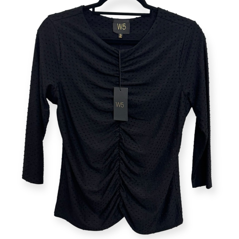 Anthropologie Black Textured Ruched Blouse **206